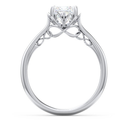 Diamond Solitaire Engagement Ring with Infinity Detail Bridge – 14K White Gold