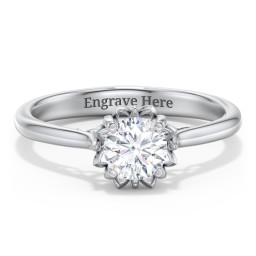 Diamond Solitaire Engagement Ring with Infinity Detail Bridge