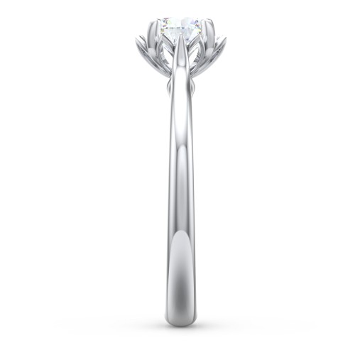 Diamond Solitaire Engagement Ring with Infinity Detail Bridge – 14K White Gold