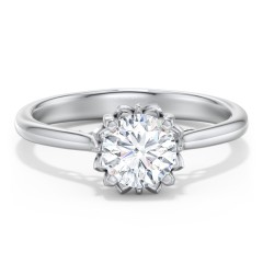 Diamond Solitaire Engagement Ring with Infinity Detail Bridge – 14K White Gold