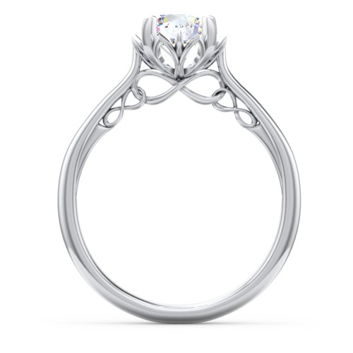 Diamond Solitaire Engagement Ring with Infinity Detail Bridge – 14K White Gold