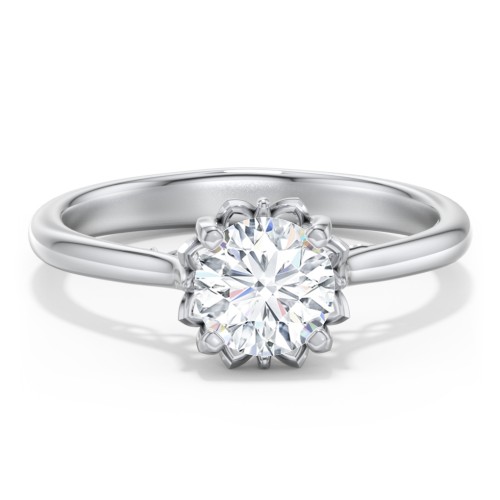 Diamond Solitaire Engagement Ring with Infinity Detail Bridge – 14K White Gold