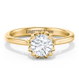 Diamond Solitaire Engagement Ring with Infinity Detail Bridge in 10K Solid Yellow Gold with 04LABDIAM-RD-1.00-SI1-F-VG