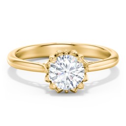 Diamond Solitaire Engagement Ring with Infinity Detail Bridge in 10K Solid Yellow Gold with 04LABDIAM-RD-1.00-SI1-F-VG