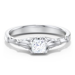 Vintage Diamond Solitaire Ring with Side Accent Stones