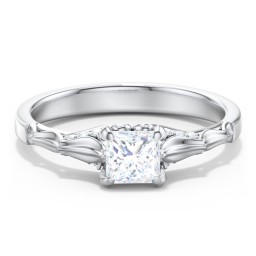 Vintage Diamond Solitaire Ring with Side Accent Stones