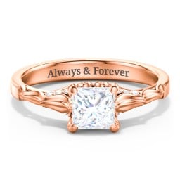 Vintage Diamond Solitaire Ring with Side Accent Stones