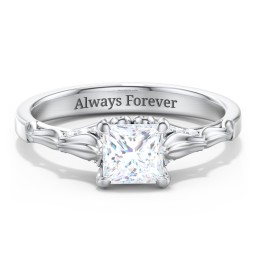 Vintage Diamond Solitaire Ring with Side Accent Stones