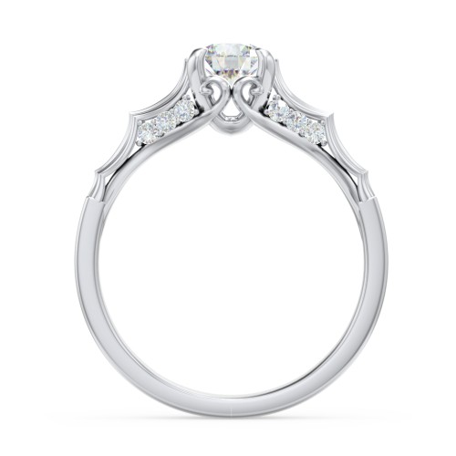 Vintage Diamond Solitaire Ring with Side Accent Stones – 14K White Gold with Lab Diamond