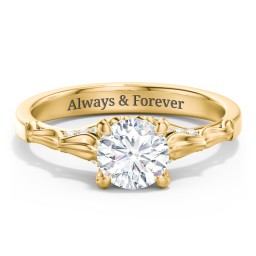 Vintage Diamond Solitaire Ring with Side Accent Stones in 10K Solid Yellow Gold