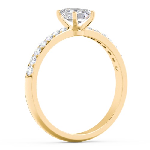 Engagement Ring with Graduated Side Stones – 10K Yellow Gold with Lab Diamond