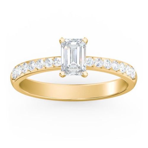 Engagement Ring with Graduated Side Stones – 10K Yellow Gold with Lab Diamond