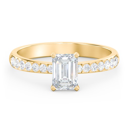 Engagement Ring with Graduated Side Stones – 10K Yellow Gold with Lab Diamond