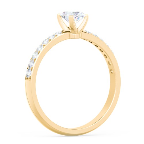 Engagement Ring with Graduated Side Stones – 10K Yellow Gold with Lab Diamond