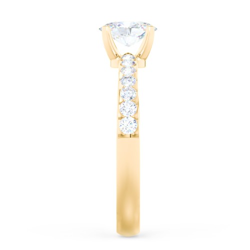 Engagement Ring with Graduated Side Stones – 10K Yellow Gold with Lab Diamond