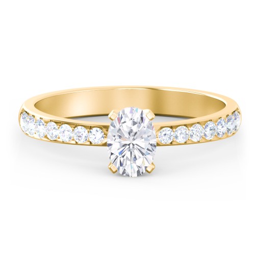 Engagement Ring with Graduated Side Stones – 10K Yellow Gold with Lab Diamond