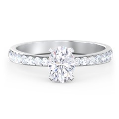 Engagement Ring with Graduated Side Stones – 14K White Gold with Lab Diamond