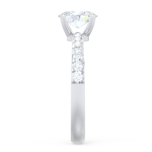 Engagement Ring with Graduated Side Stones – 14K White Gold with Lab Diamond