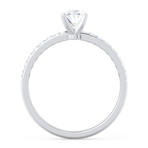 Engagement Ring with Graduated Side Stones – 14K White Gold with Lab Diamond