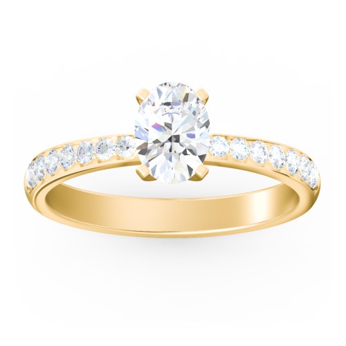 Engagement Ring with Graduated Side Stones – 10K Yellow Gold with Lab Diamond