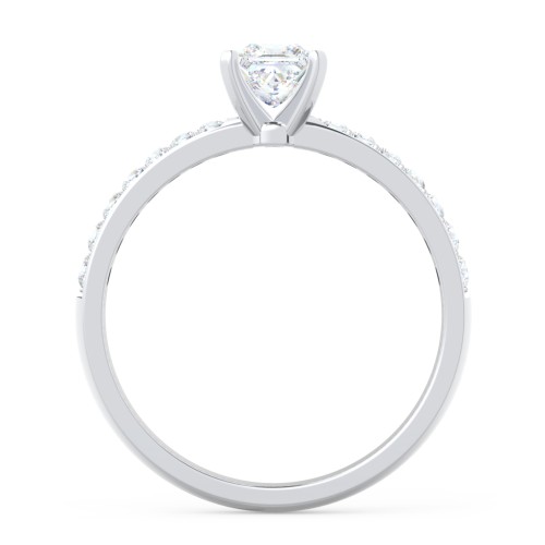 Engagement Ring with Graduated Side Stones – 14K White Gold with Lab Diamond