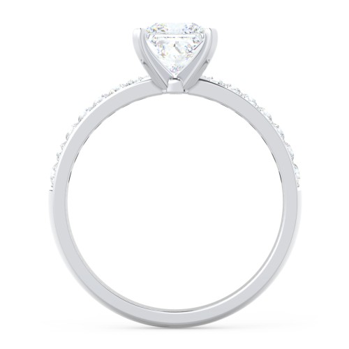 Engagement Ring with Graduated Side Stones – 14K White Gold with Lab Diamond