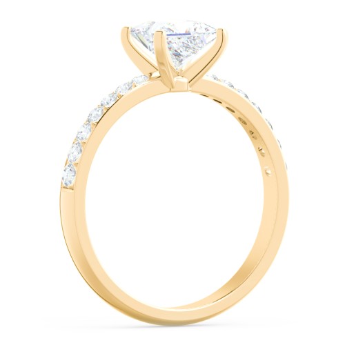 Engagement Ring with Graduated Side Stones – 10K Yellow Gold with Lab Diamond