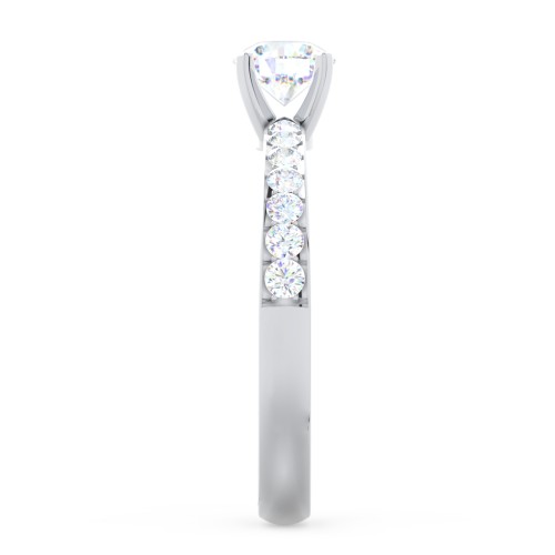 Engagement Ring with Graduated Side Stones – 14K White Gold with Lab Diamond