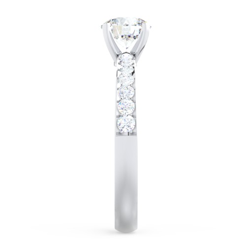 Engagement Ring with Graduated Side Stones – 14K White Gold with Lab Diamond