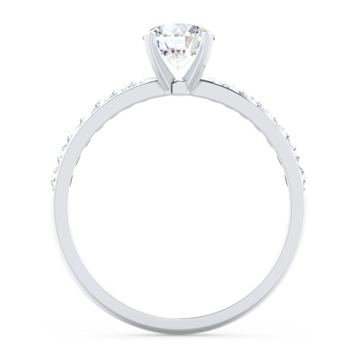 Engagement Ring with Graduated Side Stones – 14K White Gold with Lab Diamond