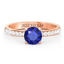 Engagement Ring with Graduated Side Stones in 10K Solid Rose Gold with 09BSAP-RD-1.00 and Lab Diamond
