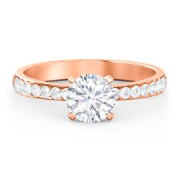 Engagement Ring with Graduated Side Stones in 10K Solid Rose Gold