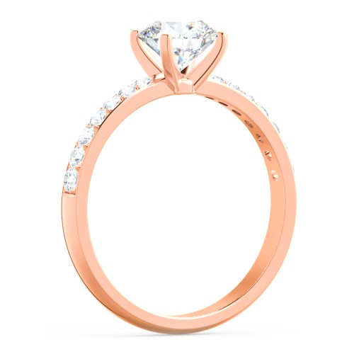 Engagement Ring with Graduated Side Stones – 10K Rose Gold with Lab Diamond
