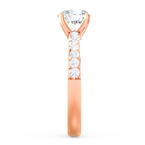 Engagement Ring with Graduated Side Stones – 10K Rose Gold with Lab Diamond