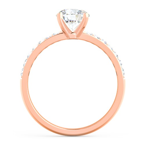 Engagement Ring with Graduated Side Stones – 10K Rose Gold with Lab Diamond