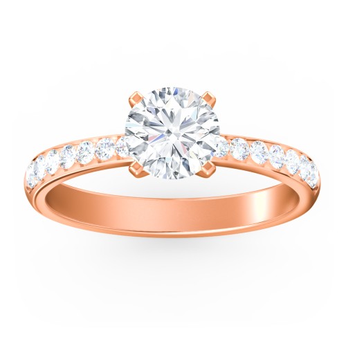 Engagement Ring with Graduated Side Stones – 10K Rose Gold with Lab Diamond