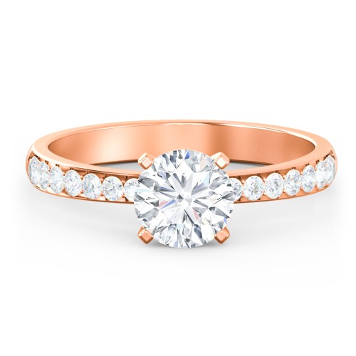 Engagement Ring with Graduated Side Stones – 10K Rose Gold with Lab Diamond
