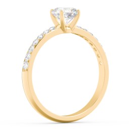 Engagement Ring with Graduated Side Stones in 10K Solid Yellow Gold