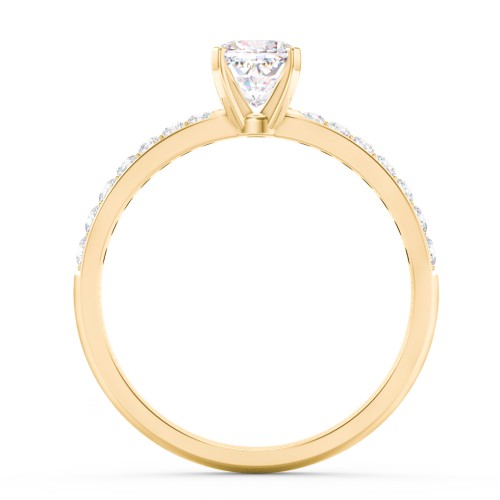 Engagement Ring with Graduated Side Stones – 10K Yellow Gold with Lab Diamond