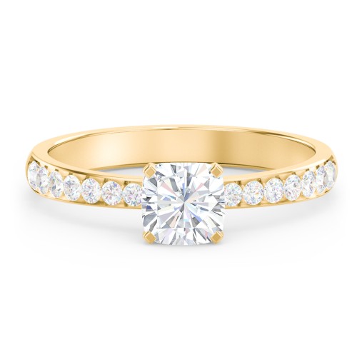 Engagement Ring with Graduated Side Stones – 10K Yellow Gold with Lab Diamond