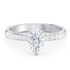 Engagement Ring with Graduated Side Stones – 14K White Gold with Lab Diamond