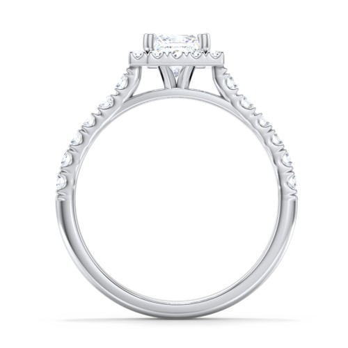 Diamond Halo Engagement Ring Micro-Pavé Accents – 14K White Gold with Lab Diamond