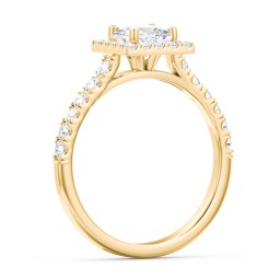Diamond Halo Engagement Ring Micro-Pavé Accents in 10K Solid Yellow Gold