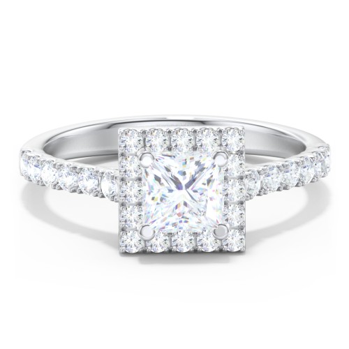 Diamond Halo Engagement Ring Micro-Pavé Accents