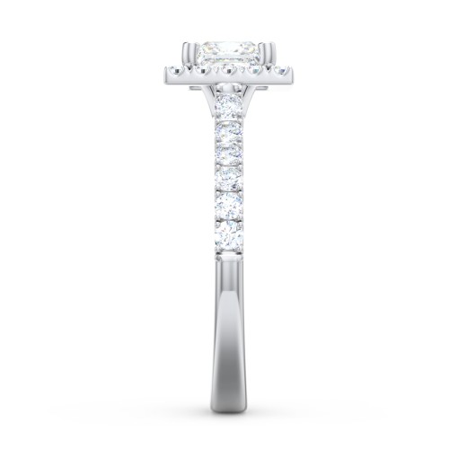 Diamond Halo Engagement Ring Micro-Pavé Accents – 14K White Gold with Lab Diamond