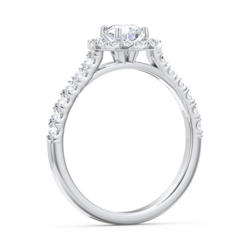 Diamond Halo Engagement Ring Micro-Pavé Accents – 14K White Gold with Lab Diamond