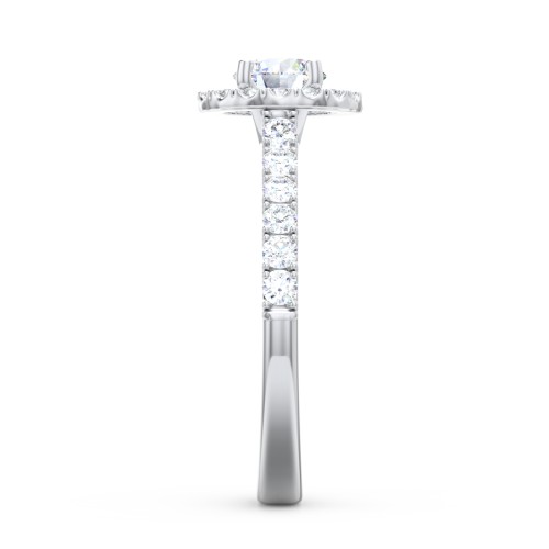 Diamond Halo Engagement Ring Micro-Pavé Accents – 14K White Gold with Lab Diamond