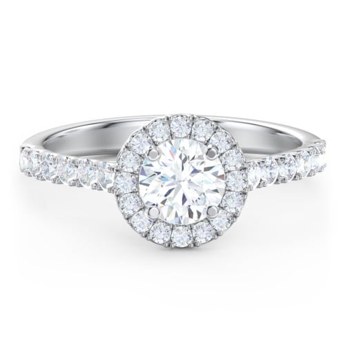 Diamond Halo Engagement Ring Micro-Pavé Accents