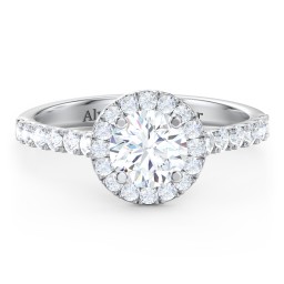 Diamond Halo Engagement Ring Micro-Pavé Accents