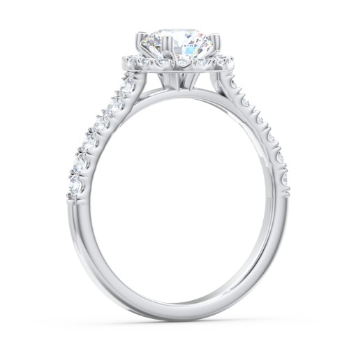 Diamond Halo Engagement Ring Micro-Pavé Accents – 14K White Gold with Lab Diamond